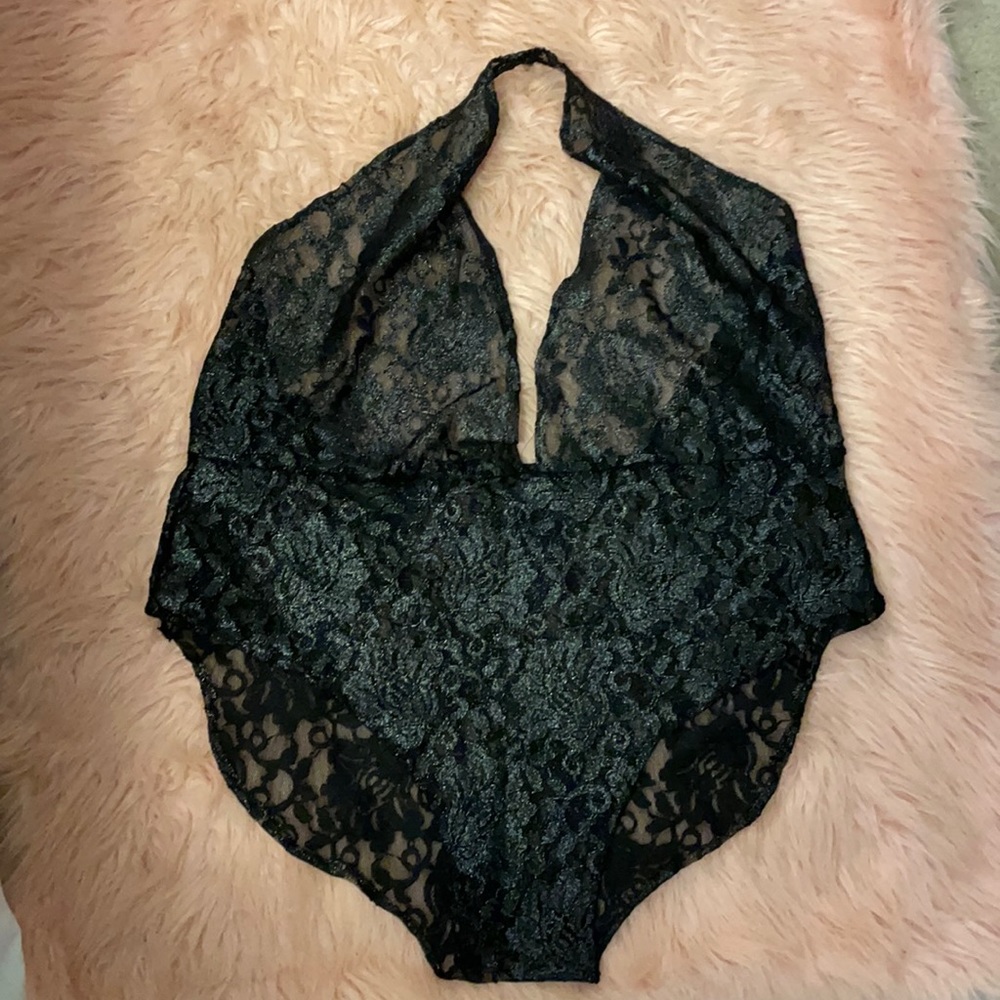 HANDMADE Black lace Teddy
